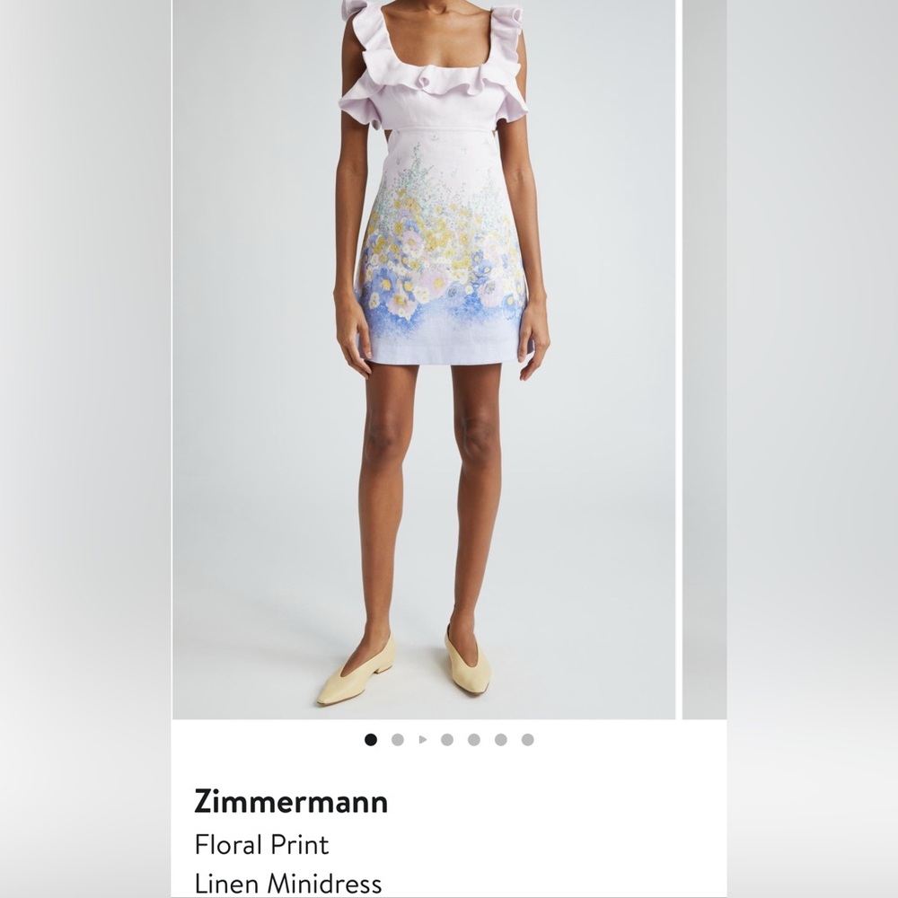 Zimmermann blue meadow frilled mini dress size 4 (US12)